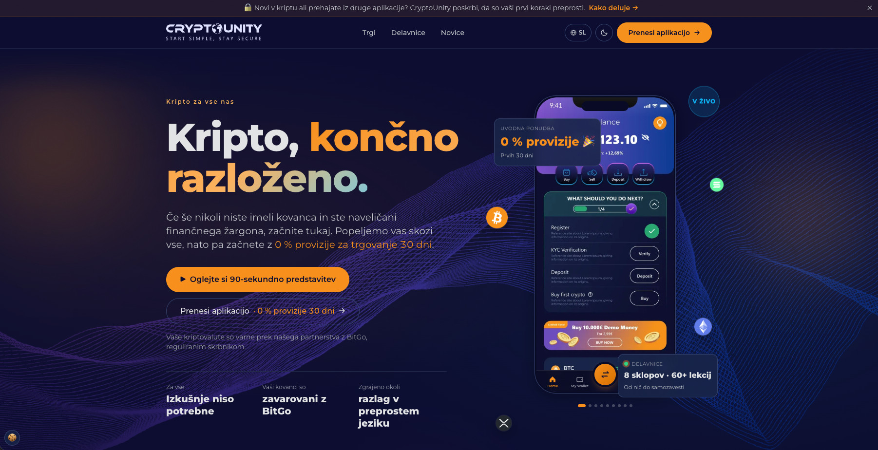 Nova spletna stran CryptoUnity: kripto, razloženo za začetnike (DCA kalkulator, tečajnice in 33 kriptovalut)
